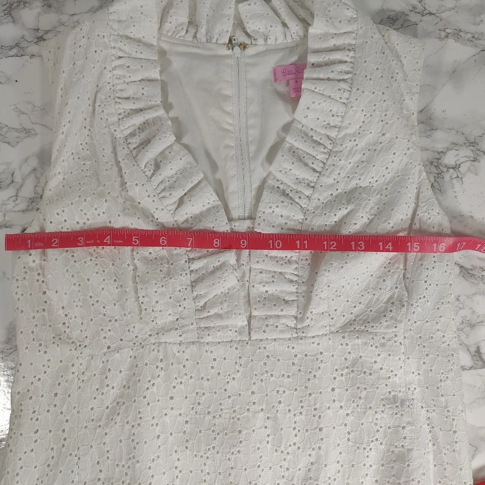 Lilly Pulitzer Tilsbury Dress In White Eyelet Lace Size 8 - Picture 7 of 11